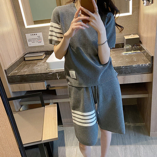 Thom Browne Women's Short-Sleeved Knitted Track Suit