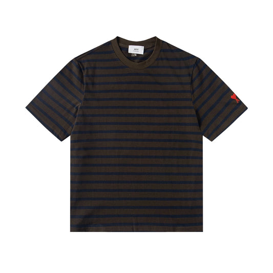 Ami Paris Unisex Striped T-Shirt - Classic Cotton Tee