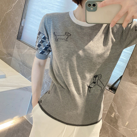 Women's back puppy polo short sleeve(副本) THOM TREND