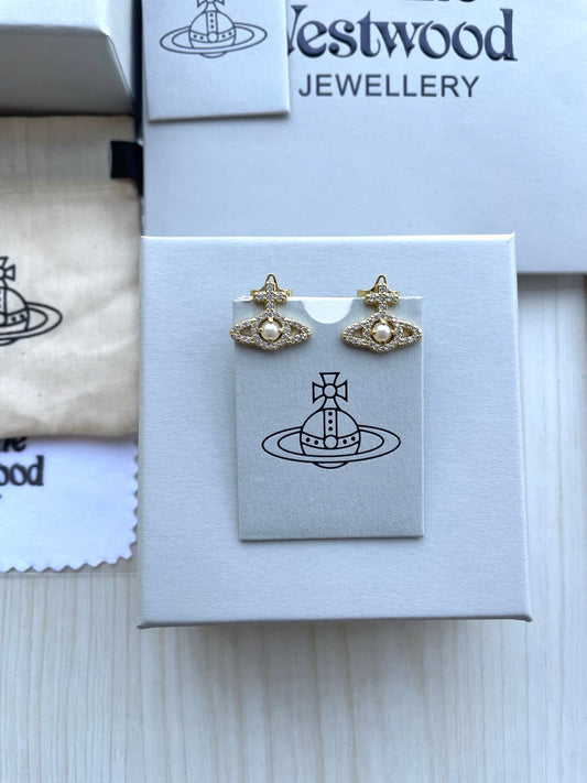Saturn Stud Earrings (Full Rhinestone)