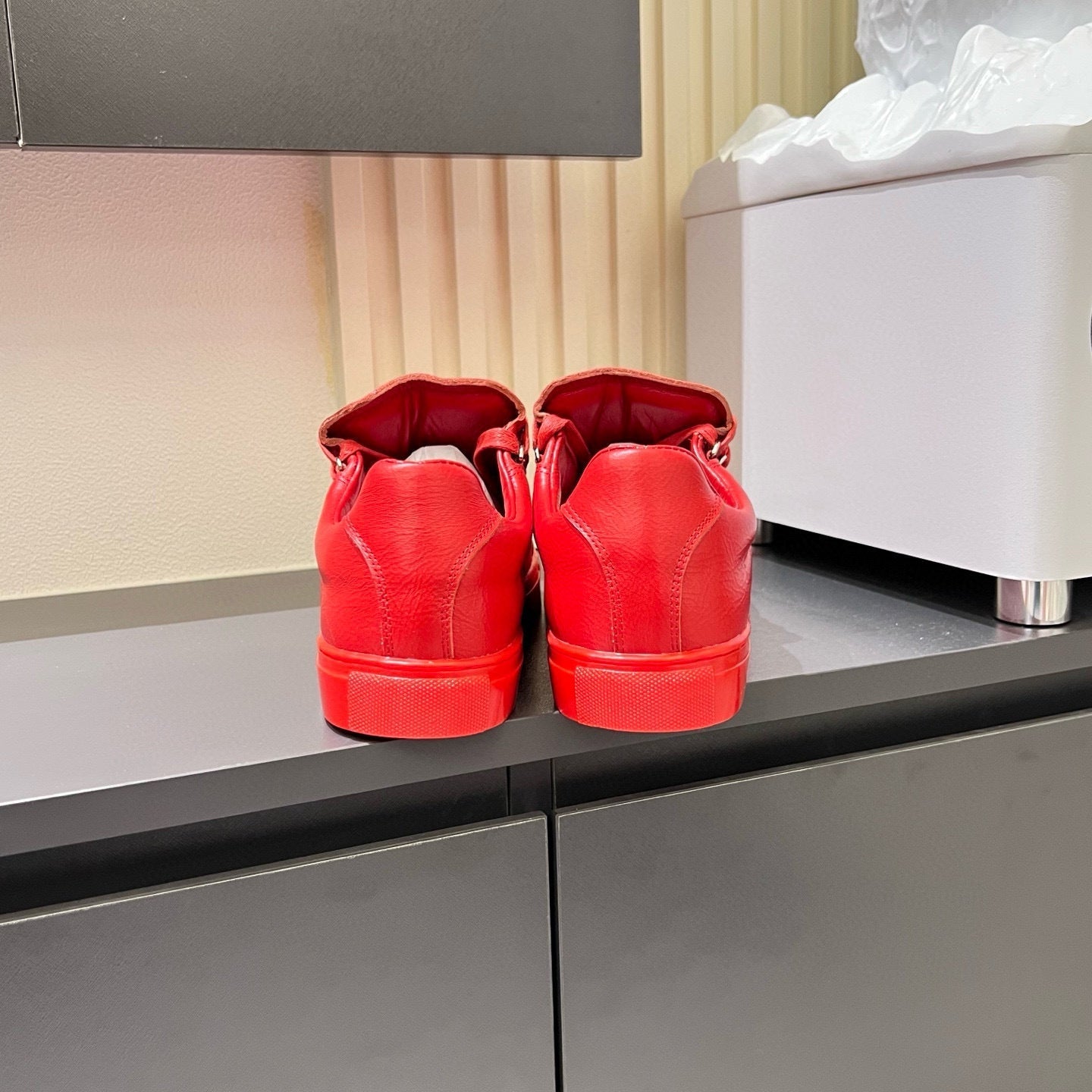 Balenciaga Unisex Leather Sneakers | Classic Striped Grosgrain Buckle