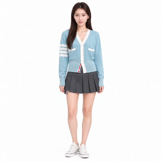 Thom Browne 2025SS Women's Rose and Bird Jacquard Cardigan