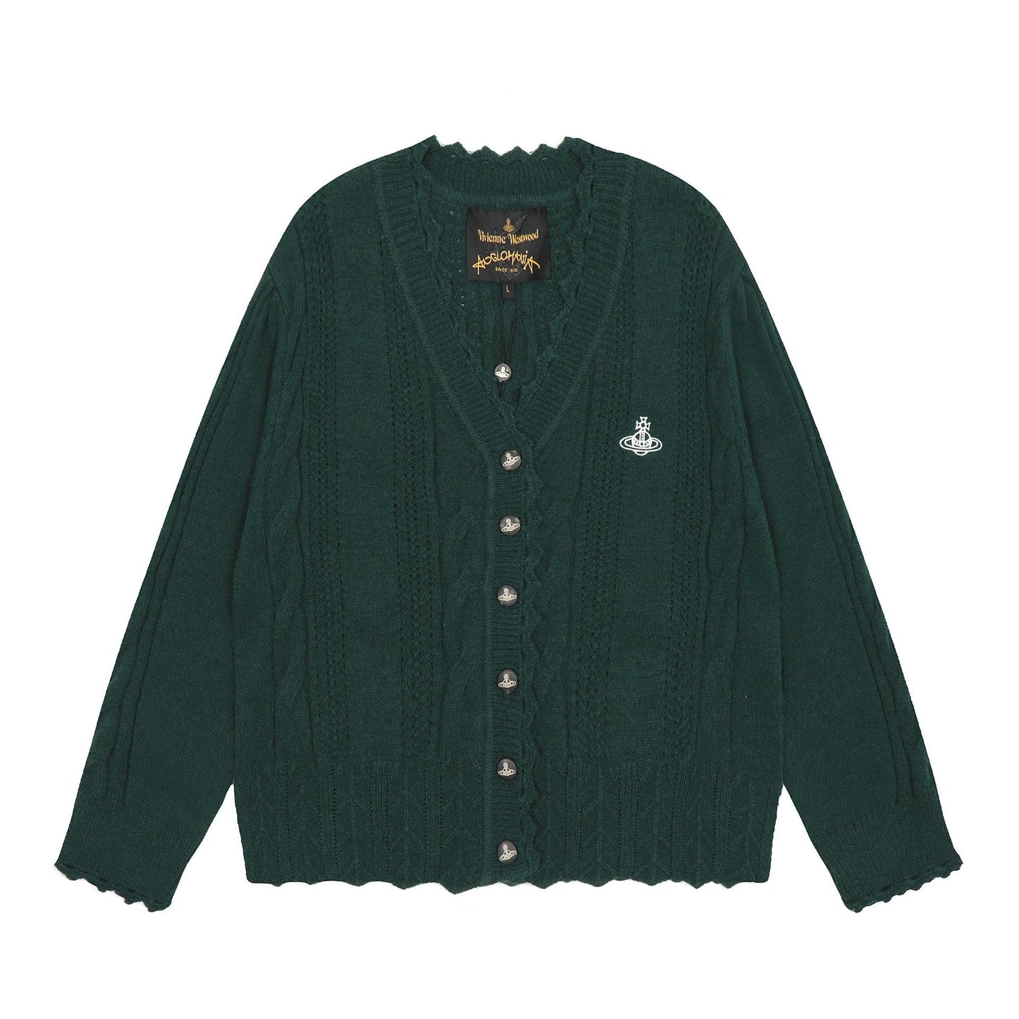 Vivienne Westwood レーストリム コットンウールカーディガン