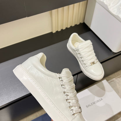 Balenciaga Unisex Leather Sneakers | Classic Striped Grosgrain Buckle