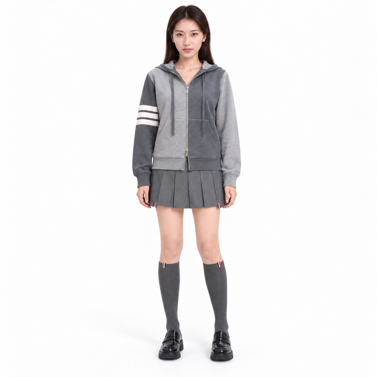 Thom Browne 2025SS Left and Right Colorblock Hoodie