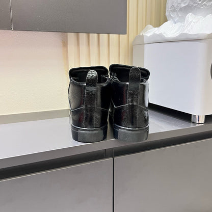 Balenciaga Unisex High-Top Leather Sneakers | Grosgrain Buckle Detail