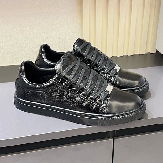 Balenciaga Unisex Leather Sneakers | Classic Striped Grosgrain Buckle
