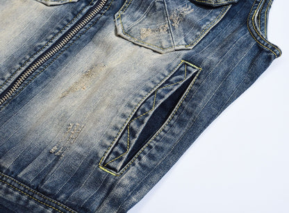 SOLO-DSQ2 25ss zipper Denim Vest coat