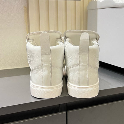 Balenciaga Unisex High-Top Leather Sneakers | Grosgrain Buckle Detail