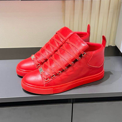 Balenciaga Unisex High-Top Leather Sneakers | Grosgrain Buckle Detail