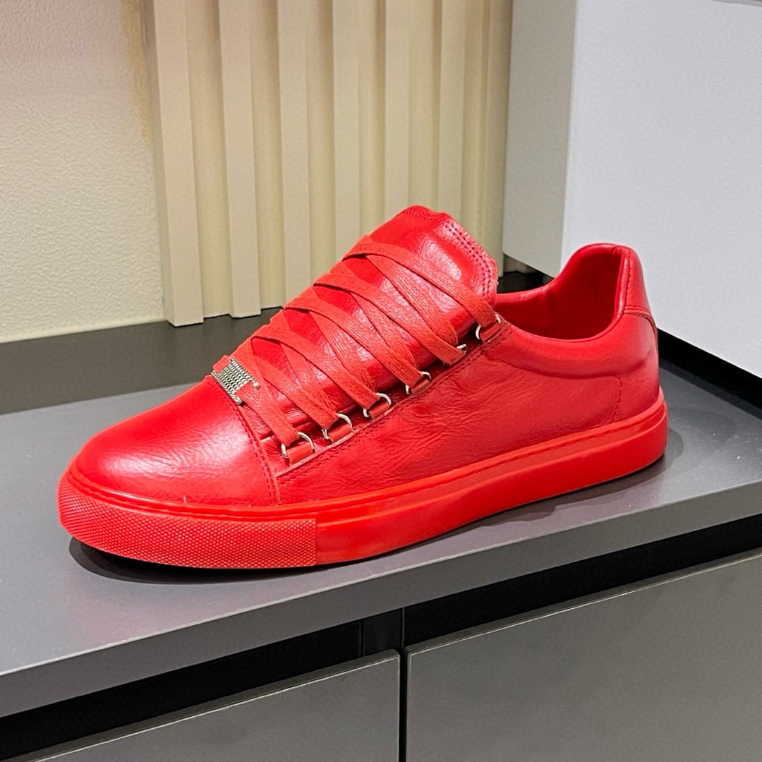 Balenciaga Unisex Leather Sneakers | Classic Striped Grosgrain Buckle