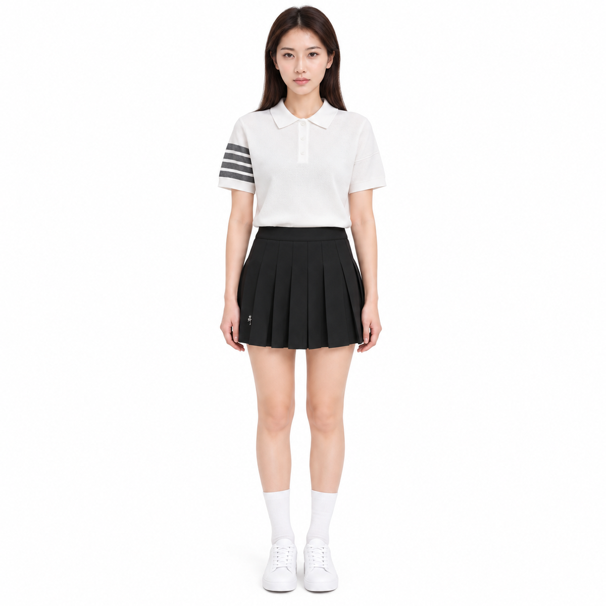 Thom Browne Women's Four-Bar Short Sleeve Polo Shirt