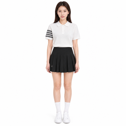 Thom Browne Women's Four-Bar Short Sleeve Polo Shirt