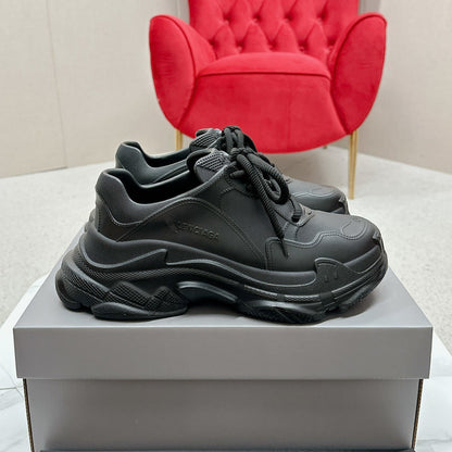 Balenciaga Distressed Thick Sole Leather Sneakers | Signature Grosgrain Buckle