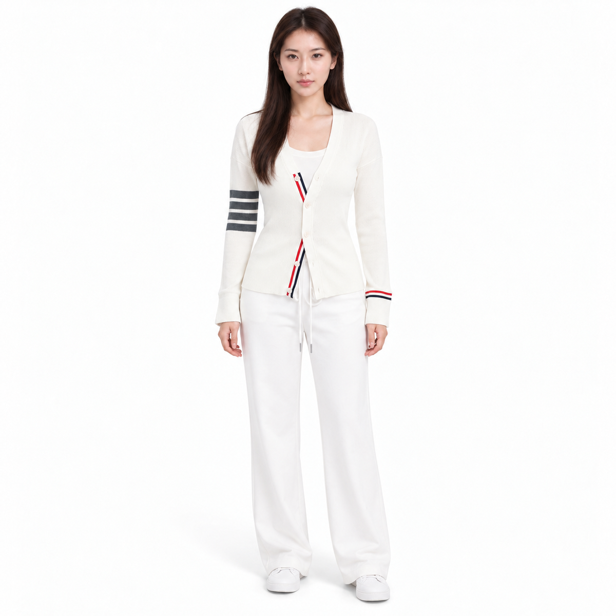 Thom Browne Women's Classic Four-Bar V-Neck Cardigan