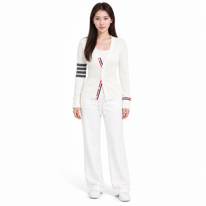 Thom Browne Women's Classic Four-Bar V-Neck Cardigan