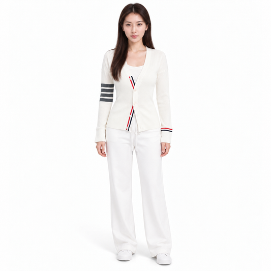 Thom Browne Women's Classic Four-Bar V-Neck Cardigan
