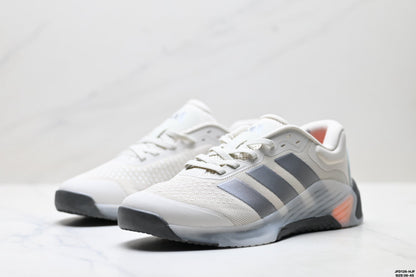Adidas Grey White Court Shoes with Orange Accents