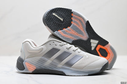 Adidas Grey White Court Shoes with Orange Accents