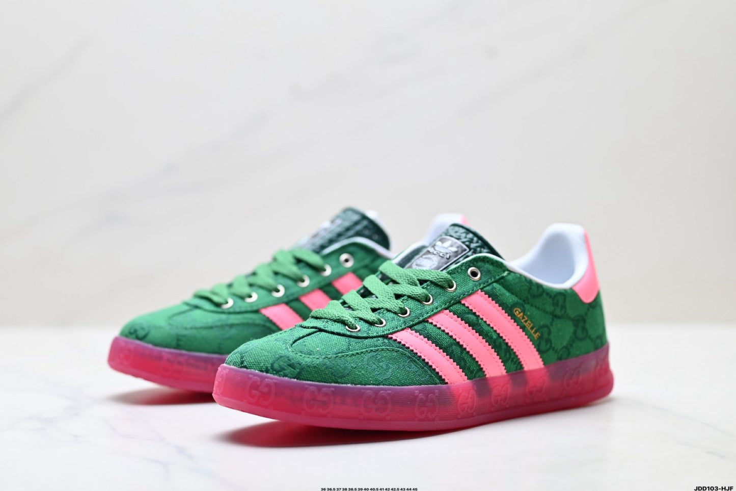 Adidas Originals Gazelle GG Monogram Green Pink Sneakers