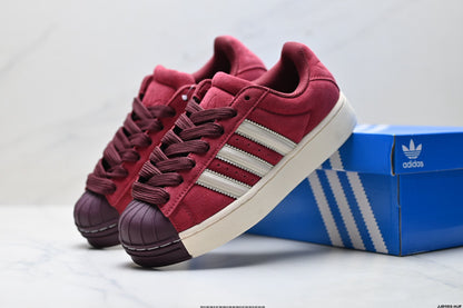 Adidas Originals Superstar Platform Burgundy Suede Sneakers