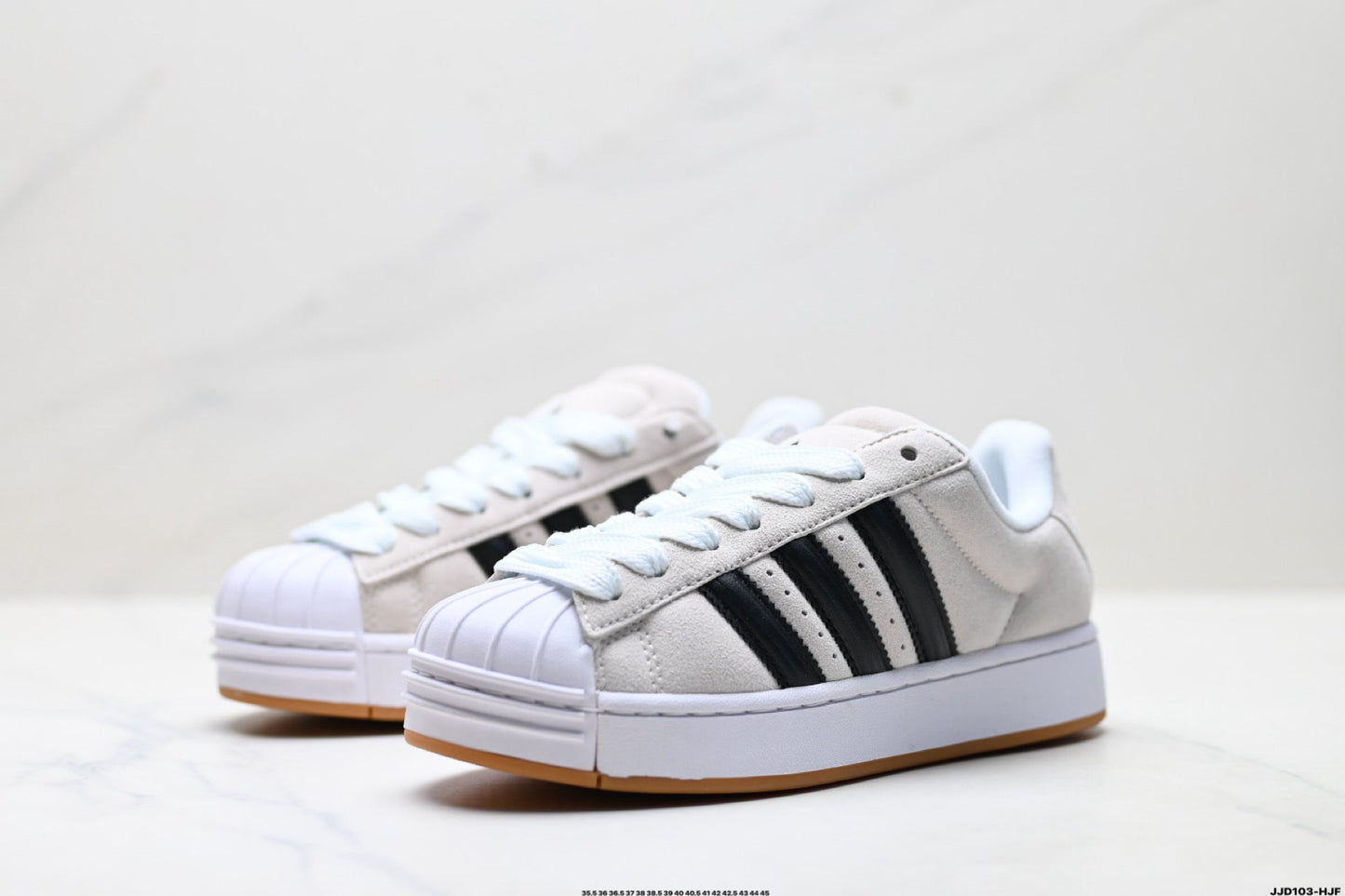 Adidas Originals Superstar Platform White Black Suede Sneakers