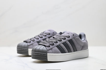 Adidas Originals Superstar Platform Grey Suede Sneakers
