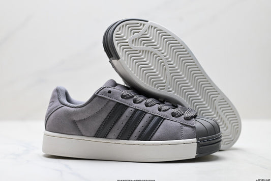 Adidas Originals Superstar Platform Grey Suede Sneakers