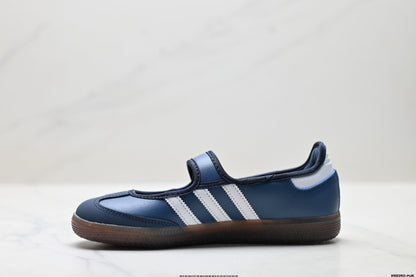 Adidas Samba Mary Jane Navy Leather Sneakers – Classic Gum Sole Ballet Shoes