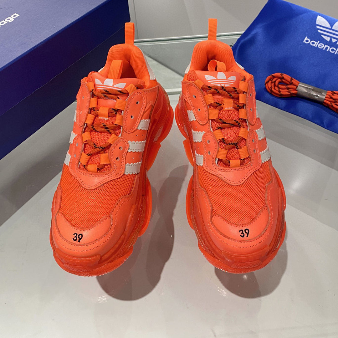 Balenciaga Couple's Leather Sneakers – Grosgrain Buckle Detail