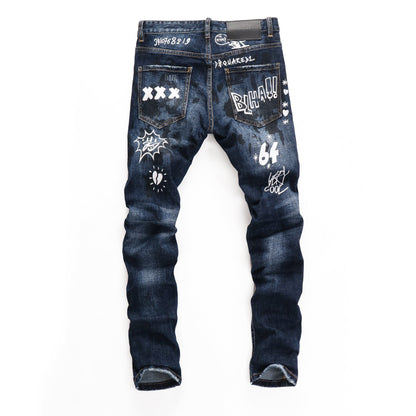SOLO-DSQ2 Blue Graffiti Jeans