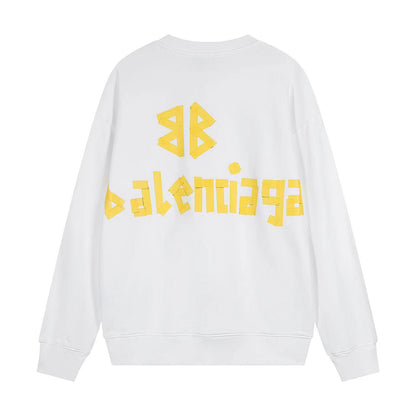 2025SS Men's Crew Neck Hoodie | 100% Cotton | White & Black