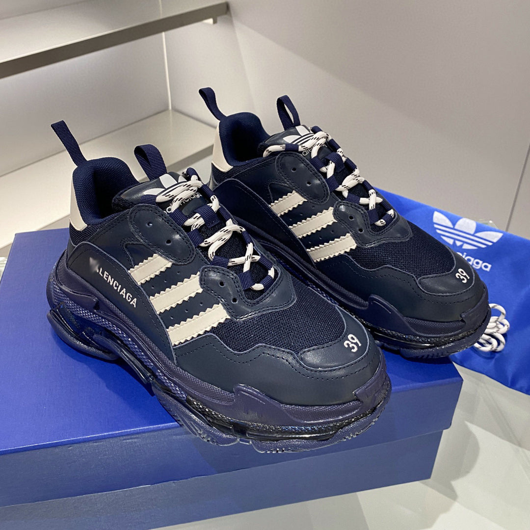 Balenciaga Couple's Leather Sneakers – Grosgrain Buckle Detail