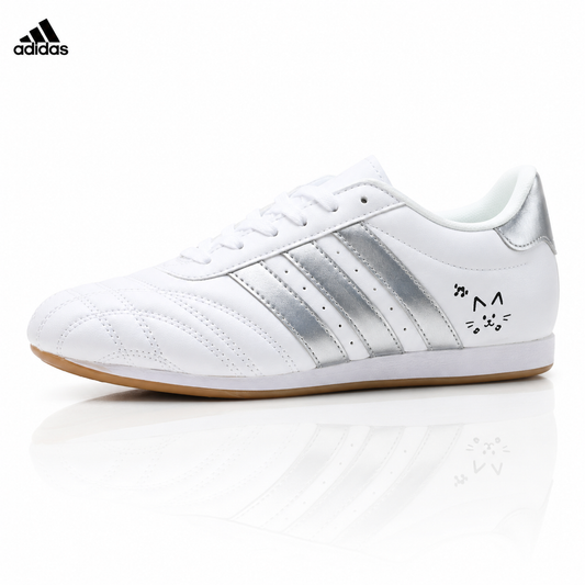 Classic White & Silver Court Sneakers