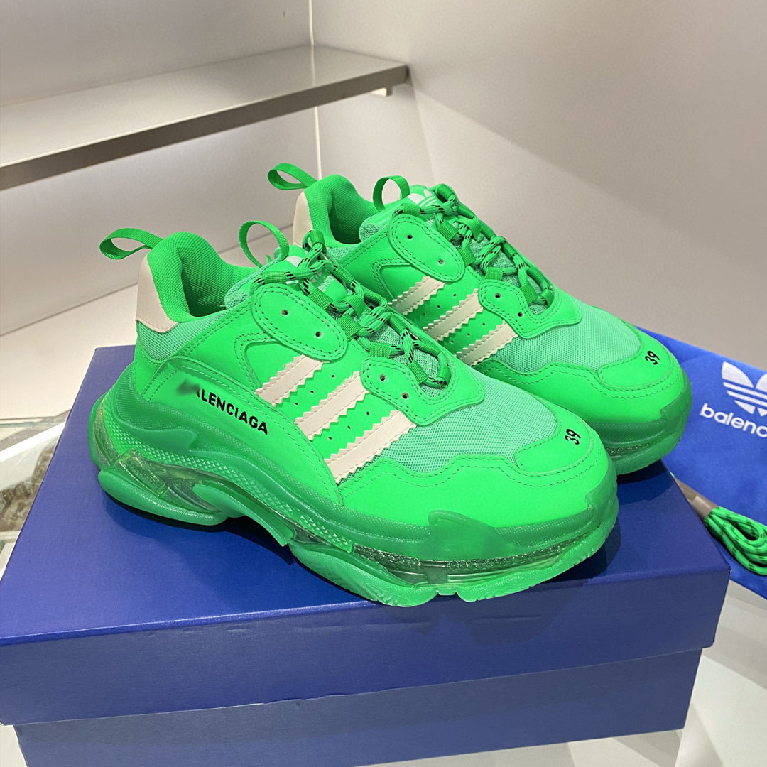 Balenciaga Couple's Leather Sneakers – Grosgrain Buckle Detail