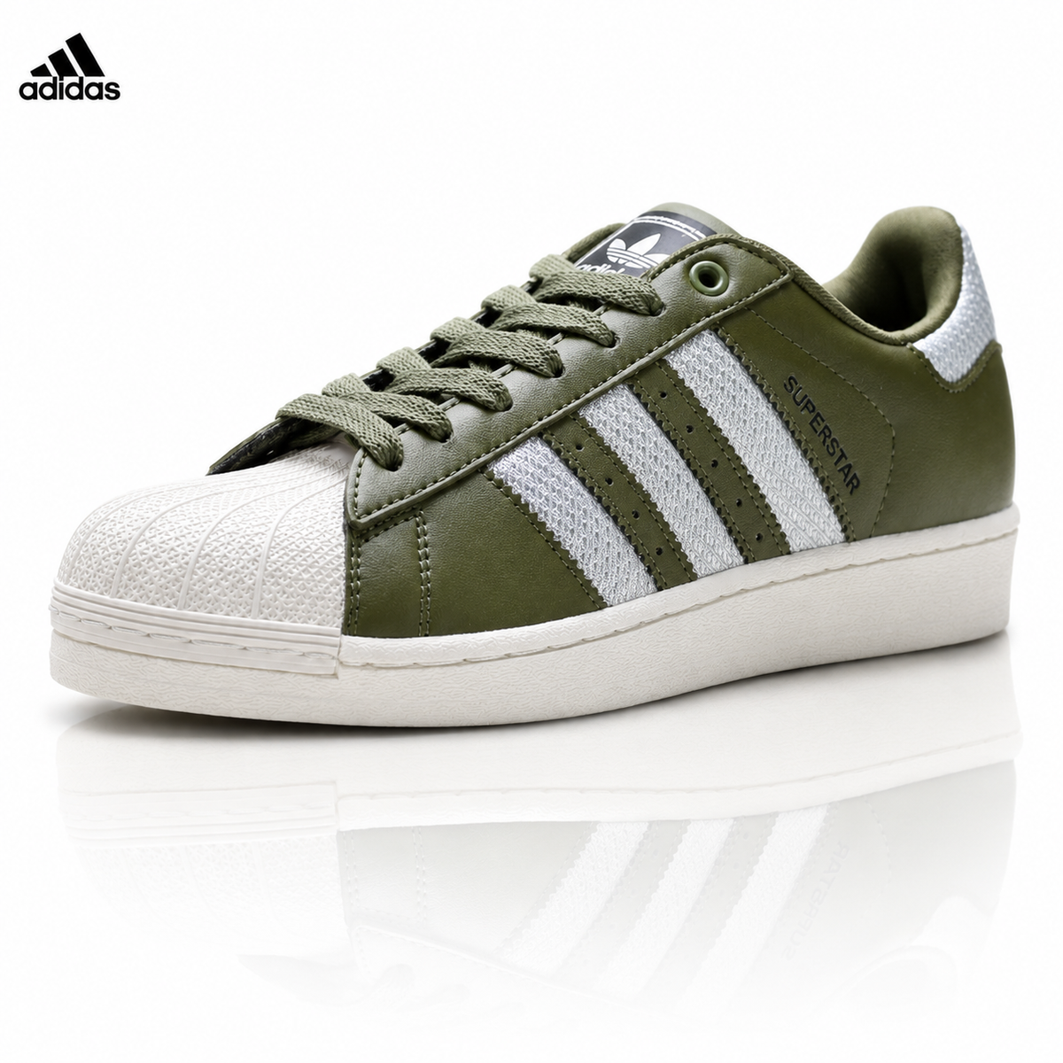Adidas Superstar Olive Green Leather Sneakers – Classic Lifestyle Shoes