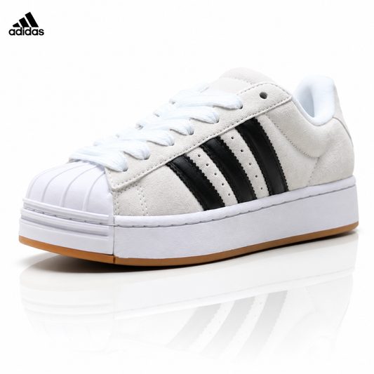Adidas Originals Superstar Platform White Black Suede Sneakers