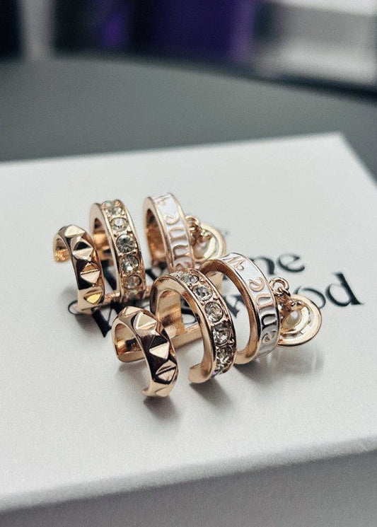 Rhinestone Hoop & Stud Earrings