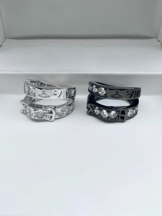 Full-Rhinestone Letter Ring