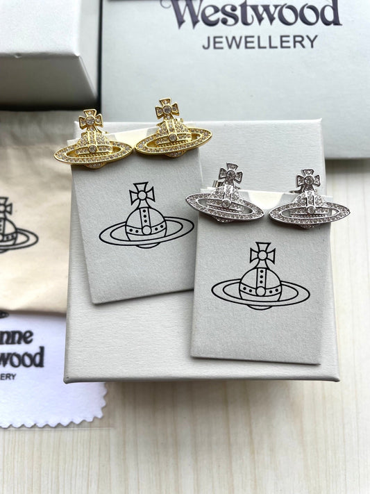 Saturn Stud Earrings (Full Rhinestone)