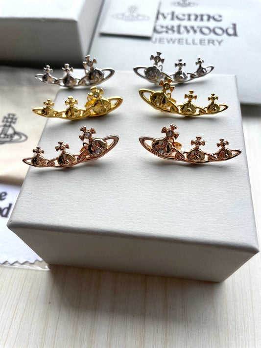 Row of Saturn Stud Earrings