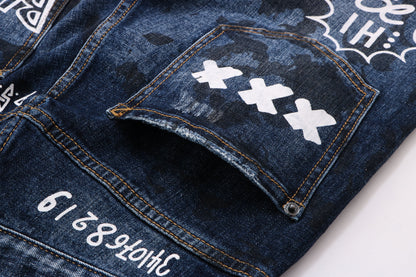SOLO-DSQ2 Blue Graffiti Jeans
