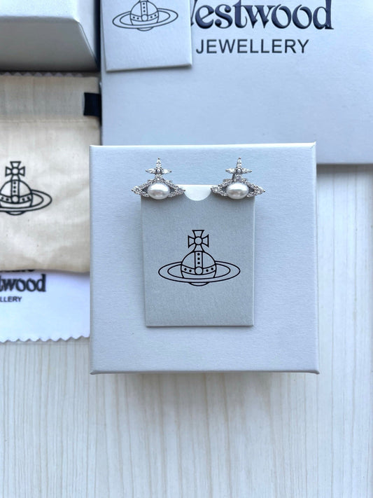Pearl & Rhinestone Stud Earrings