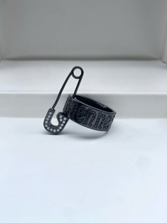 Safety Pin-Style Letter Ring