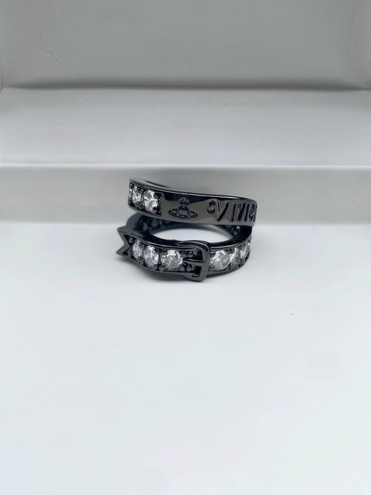 Full-Rhinestone Letter Ring